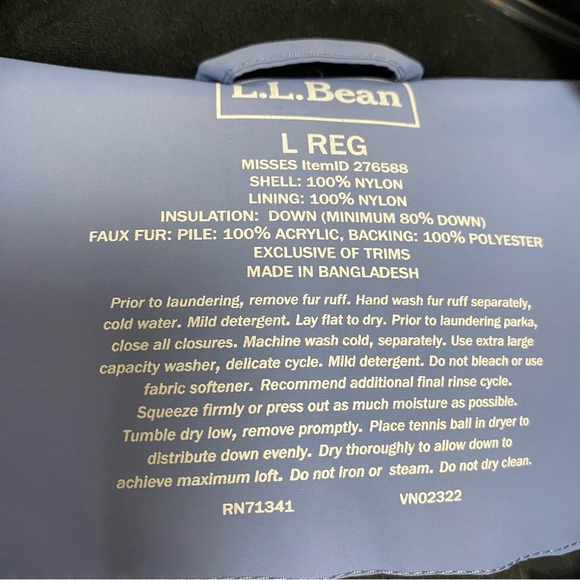 L.L. Bean Goose Down Hooded Puffer Parka Coat Size L - Picture 15 of 15